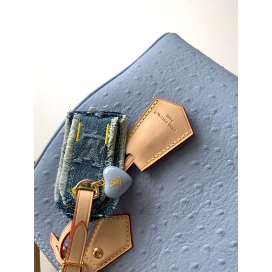 Replica borse griffate Louis Vuitton Speedy Soft 30 M89688 struzzo blu Imitazioni Replica perfette Imitazioni borse griffate Louis Vuitton Speedy Soft 30 M89688 struzzo blu