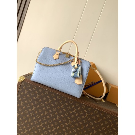 Replica borse griffate Louis Vuitton Speedy Soft 30 M89688 struzzo blu Imitazioni Replica perfette Imitazioni borse griffate Louis Vuitton Speedy Soft 30 M89688 struzzo blu