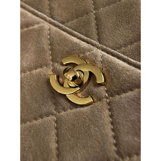Borsa a tracolla orizzontale Chanel 26A AS6443 Albicocca scamosciata Borsa a tracolla orizzontale Chanel 26A AS6443 Albicocca scamosciata