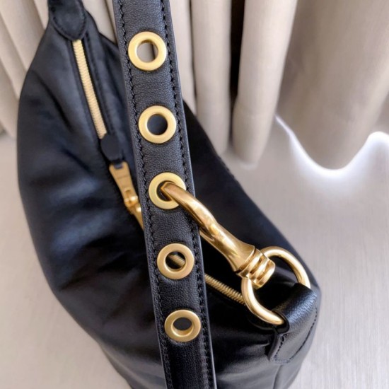 Replica di alta qualità Borsa a tracolla Spirit Hobo Miu Miu 5BC217 nappa Nero Replica Perfetta Borsa a tracolla Spirit Hobo Miu Miu 5BC217 nappa Nero
