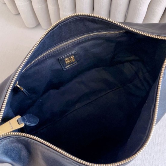 Replica di alta qualità Borsa a tracolla Spirit Hobo Miu Miu 5BC217 nappa Nero Replica Perfetta Borsa a tracolla Spirit Hobo Miu Miu 5BC217 nappa Nero
