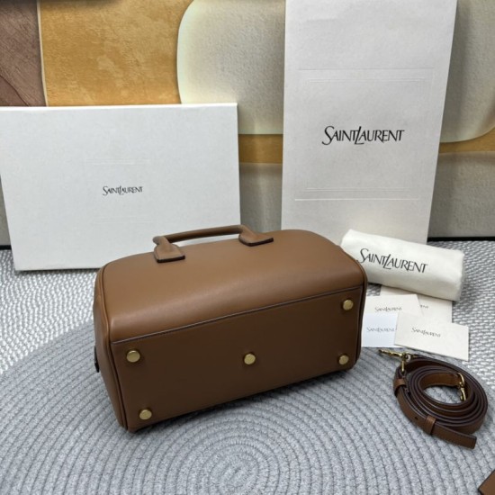 Replica di alta qualità Borsa Boston Sac de Jour YSL Saint Laurent pelle liscia Giallo terroso Replica Perfetta Borsa Boston Sac de Jour YSL Saint Laurent pelle liscia Giallo terroso