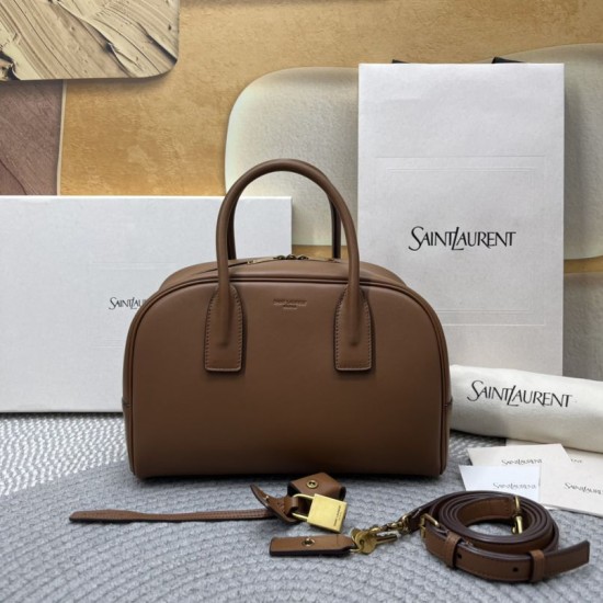 Replica di alta qualità Borsa Boston Sac de Jour YSL Saint Laurent pelle liscia Giallo terroso Replica Perfetta Borsa Boston Sac de Jour YSL Saint Laurent pelle liscia Giallo terroso
