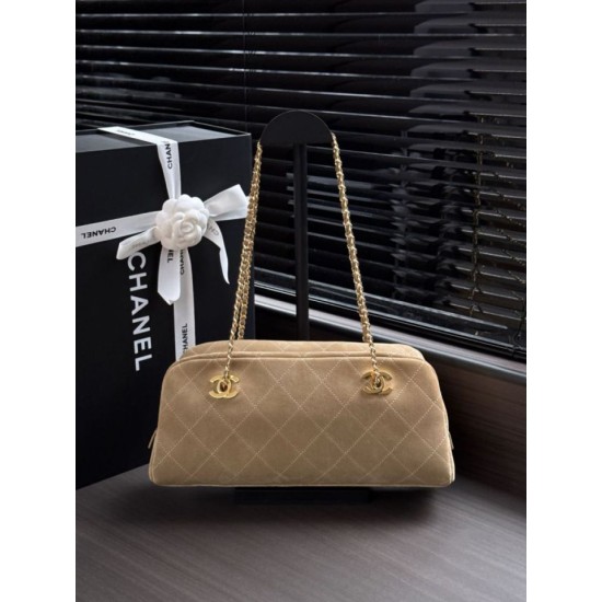 Replica di alta qualità Borsa bowling grande Chanel AS6406 con tracolla a catena Grigio Replica Perfetta Borsa bowling grande Chanel AS6406 con tracolla a catena Grigio