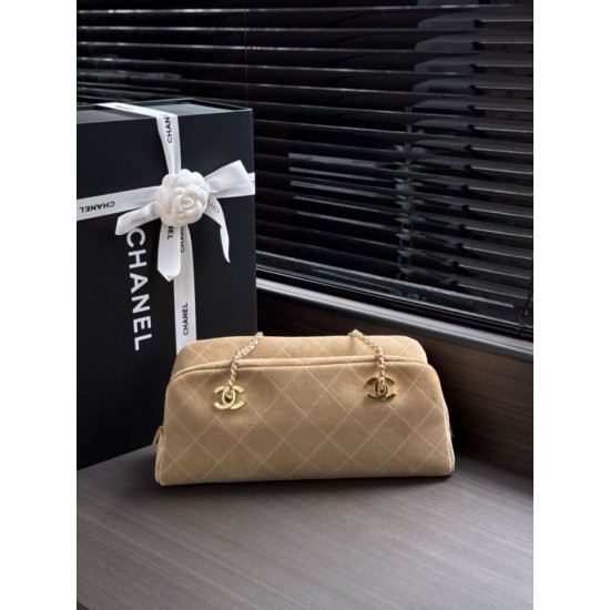 Replica di alta qualità Borsa bowling grande Chanel AS6406 con tracolla a catena Grigio Replica Perfetta Borsa bowling grande Chanel AS6406 con tracolla a catena Grigio