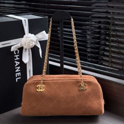 Replica Perfetta Borsa bowling grande Chanel AS6406 con tracolla a catena Marrone