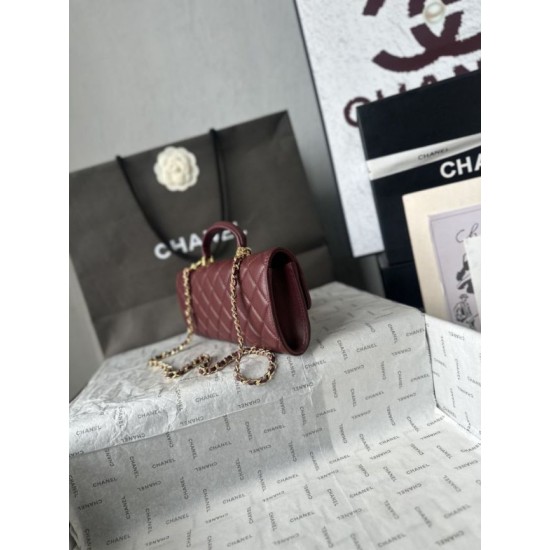 Replica di alta qualità Borsa Chanel 26A con manici pelle con motivo a sfere AS5280 Borgogna Replica Perfetta Borsa Chanel 26A con manici pelle con motivo a sfere AS5280 Borgogna