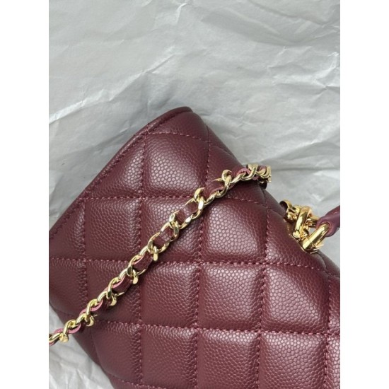 Replica di alta qualità Borsa Chanel 26A con manici pelle con motivo a sfere AS5280 Borgogna Replica Perfetta Borsa Chanel 26A con manici pelle con motivo a sfere AS5280 Borgogna
