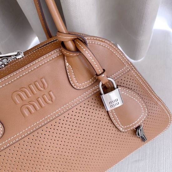 Borsa da bowling Miu Miu Vivant 5BB199 Marrone