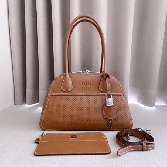Borsa da bowling Miu Miu Vivant 5BB199 Marrone