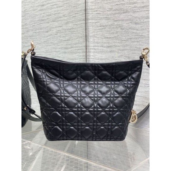 Replica di alta qualità Borsa Dior Toujours Hobo cucitura cannage Nero Replica Perfetta Borsa Dior Toujours Hobo cucitura cannage Nero