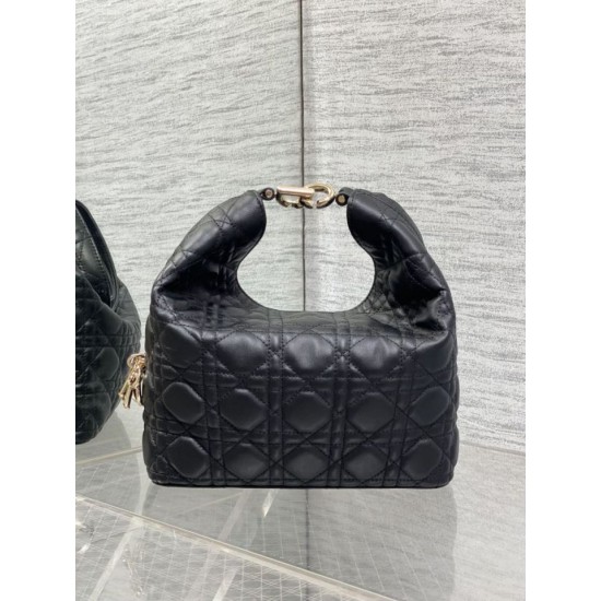 Replica di alta qualità Borsa Dior Toujours Hobo cucitura cannage Nero Replica Perfetta Borsa Dior Toujours Hobo cucitura cannage Nero