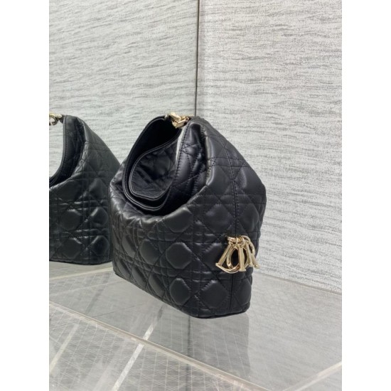 Replica di alta qualità Borsa Dior Toujours Hobo cucitura cannage Nero Replica Perfetta Borsa Dior Toujours Hobo cucitura cannage Nero