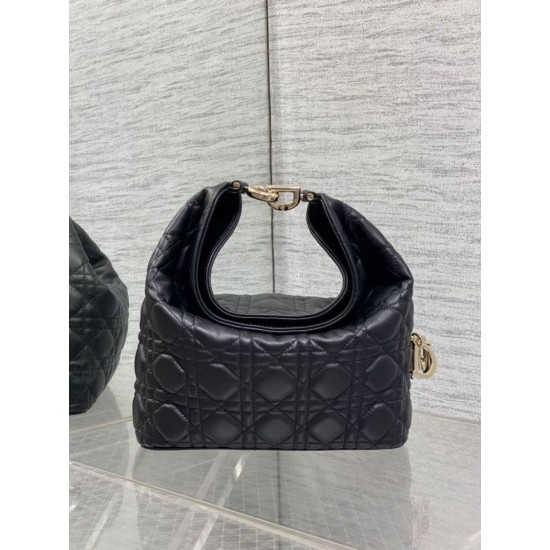 Replica di alta qualità Borsa Dior Toujours Hobo cucitura cannage Nero Replica Perfetta Borsa Dior Toujours Hobo cucitura cannage Nero