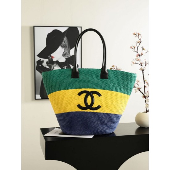 Replica di alta qualità Borsa shopping maxi Chanel Coco Beach Rafia Replica Perfetta Borsa shopping maxi Chanel Coco Beach Rafia