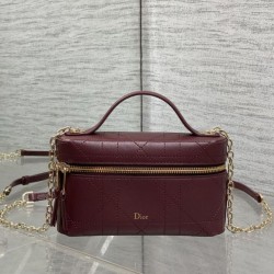 Replica di alta qualità Pochette Dior il trucco Lady Dior Borgogna Replica Perfetta Pochette Dior il trucco Lady Dior Borgogna