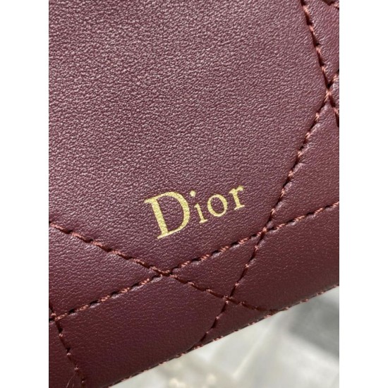 Replica di alta qualità Pochette Dior il trucco Lady Dior Borgogna Replica Perfetta Pochette Dior il trucco Lady Dior Borgogna
