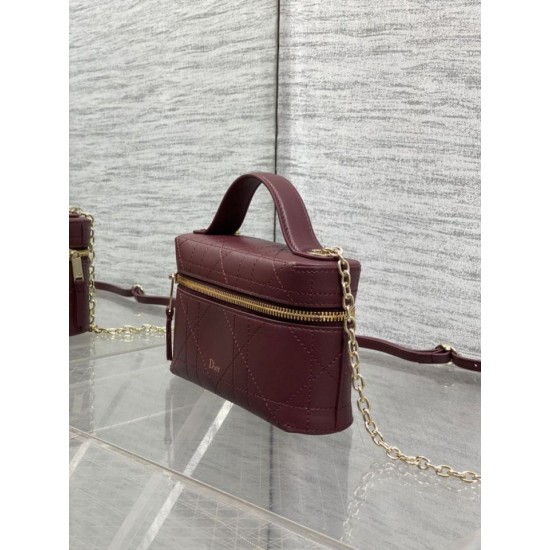 Replica di alta qualità Pochette Dior il trucco Lady Dior Borgogna Replica Perfetta Pochette Dior il trucco Lady Dior Borgogna
