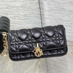 Replica di alta qualità Pochette per cellulare Dior My Dior Talk nera Replica Perfetta Pochette per cellulare Dior My Dior Talk nera