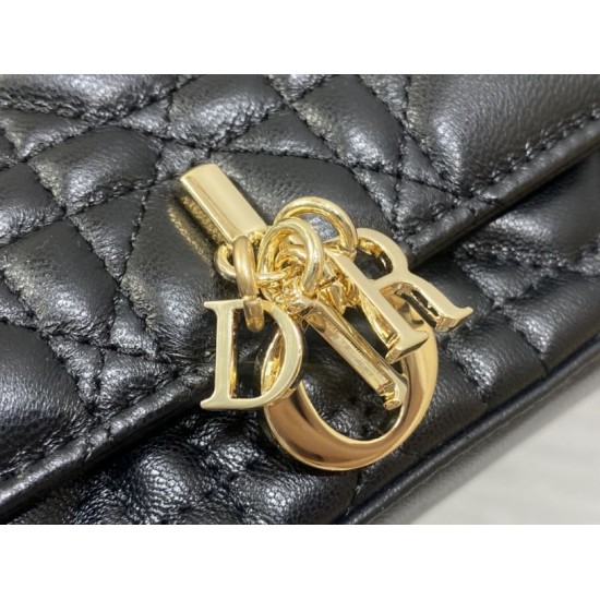 Replica di alta qualità Pochette per cellulare Dior My Dior Talk nera Replica Perfetta Pochette per cellulare Dior My Dior Talk nera