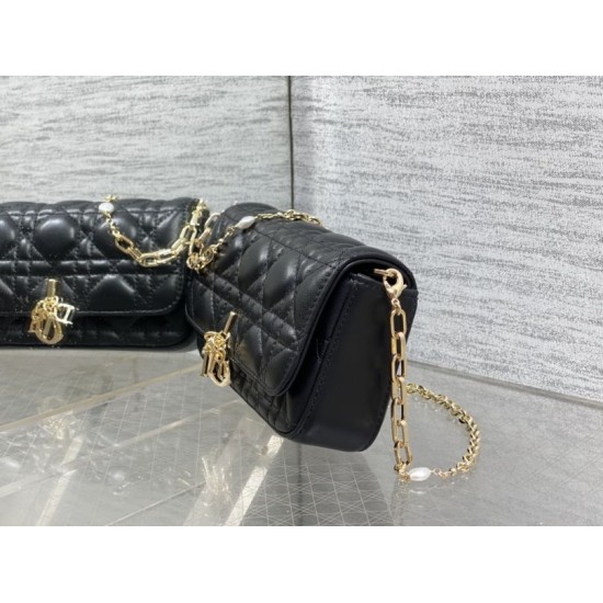 Replica di alta qualità Pochette per cellulare Dior My Dior Talk nera Replica Perfetta Pochette per cellulare Dior My Dior Talk nera