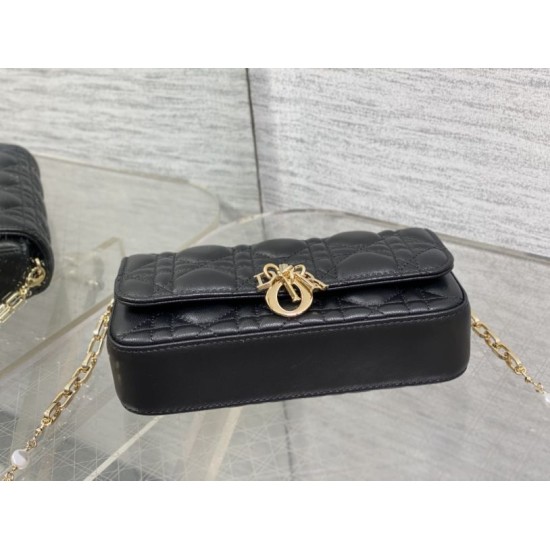 Replica di alta qualità Pochette per cellulare Dior My Dior Talk nera Replica Perfetta Pochette per cellulare Dior My Dior Talk nera