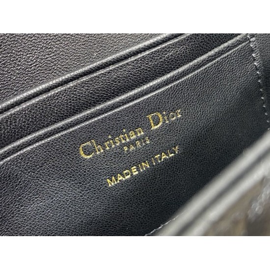 Replica di alta qualità Pochette per cellulare Dior My Dior Talk nera Replica Perfetta Pochette per cellulare Dior My Dior Talk nera