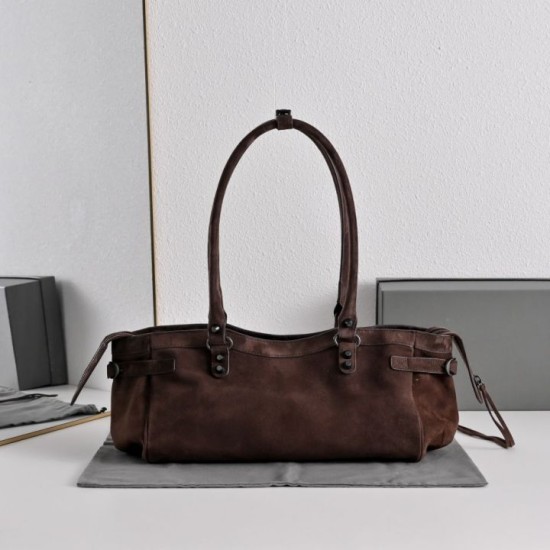 Replica perfetta Borsa a tracolla Balenciaga Le City East/West scamosciata caffè Replica perfetta Borsa a tracolla Balenciaga Le City East/West scamosciata caffè