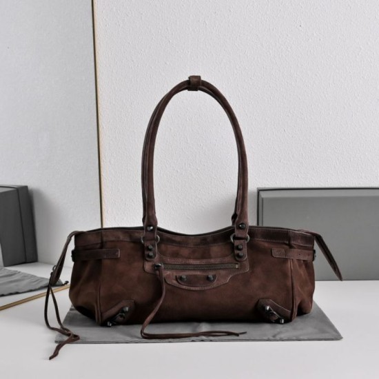 Replica perfetta Borsa a tracolla Balenciaga Le City East/West scamosciata caffè Replica perfetta Borsa a tracolla Balenciaga Le City East/West scamosciata caffè