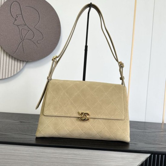 Replica fedele Borse Chanel Souplissimo Maxi Flap scamosciata di vitello albicocca Replica fedele Borse Chanel Souplissimo Maxi Flap scamosciata di vitello albicocca