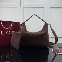 Replica perfetta Borsa media Gucci Brera A006X0 motivo GG traforato suede marrone