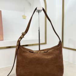 Replica perfetta Borsa a spalla Miu Miu camoscio marrone