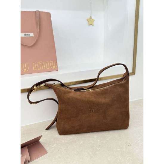 Replica perfetta Borsa a spalla Miu Miu camoscio marrone Replica perfetta Borsa a spalla Miu Miu camoscio marrone