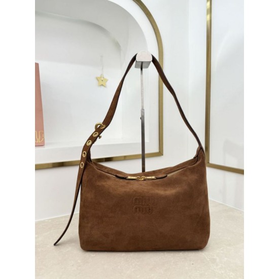 Replica perfetta Borsa a spalla Miu Miu camoscio marrone Replica perfetta Borsa a spalla Miu Miu camoscio marrone