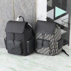 Imitazione Perfetta Zaino Dior Saddle da uomo con patta in tela jacquard Dior Oblique nera
