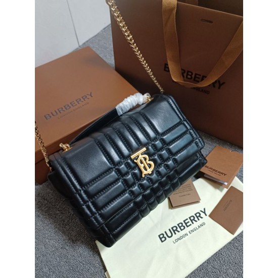 Imitazione Borsa a spalla Burberry Lola nera con chiusura TB Replica perfetta Borsa a spalla Burberry Lola nera con chiusura TB