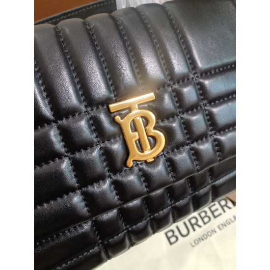 Imitazione Borsa a spalla Burberry Lola nera con chiusura TB Replica perfetta Borsa a spalla Burberry Lola nera con chiusura TB