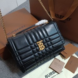 Replica perfetta Borsa a spalla Burberry Lola nera con chiusura TB