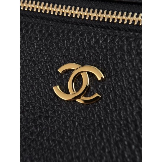 Replica perfetta Borsa Chanel Vanity AP5346 nera con manico superiore a catena imitazione perfetta Borsa Chanel Vanity AP5346 nera con manico superiore a catena