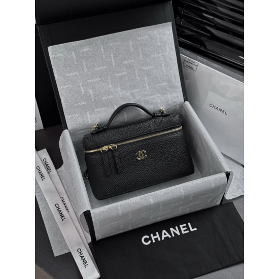 Replica perfetta Borsa Chanel Vanity AP5346 nera con manico superiore a catena imitazione perfetta Borsa Chanel Vanity AP5346 nera con manico superiore a catena