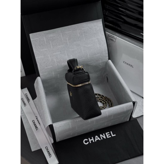 Replica perfetta Borsa Chanel Vanity AP5346 nera con manico superiore a catena imitazione perfetta Borsa Chanel Vanity AP5346 nera con manico superiore a catena