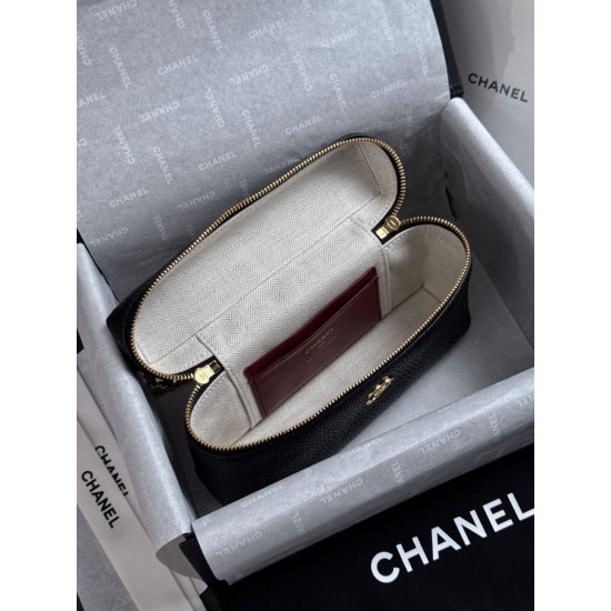 Replica perfetta Borsa Chanel Vanity AP5346 nera con manico superiore a catena imitazione perfetta Borsa Chanel Vanity AP5346 nera con manico superiore a catena