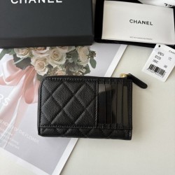 Replica perfetta Portacarte Chanel trapuntato con zip Caviar nero/rosso/albicocca Replica perfetta Portacarte Chanel trapuntato con zip Caviar nero/rosso/albicocca