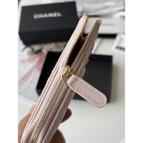 Replica perfetta Portacarte Chanel trapuntato con zip Caviar nero/rosso/albicocca Replica perfetta Portacarte Chanel trapuntato con zip Caviar nero/rosso/albicocca