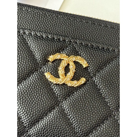 Replica perfetta Portacarte Chanel trapuntato con zip Caviar nero/rosso/albicocca Replica perfetta Portacarte Chanel trapuntato con zip Caviar nero/rosso/albicocca