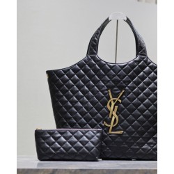 Borsa shopping YSL Saint Laurent Icare Maxi in di agnello trapuntata nera Borsa shopping YSL Saint Laurent Icare Maxi in di agnello trapuntata nera