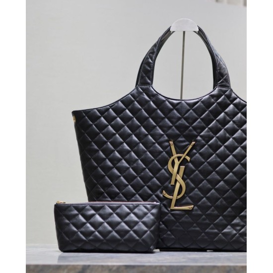 Borsa shopping YSL Saint Laurent Icare Maxi in di agnello trapuntata nera Borsa shopping YSL Saint Laurent Icare Maxi in di agnello trapuntata nera