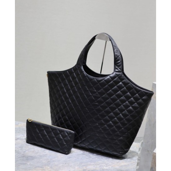 Borsa shopping YSL Saint Laurent Icare Maxi in di agnello trapuntata nera Borsa shopping YSL Saint Laurent Icare Maxi in di agnello trapuntata nera