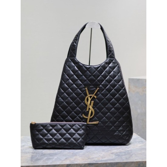 Borsa shopping YSL Saint Laurent Icare Maxi in di agnello trapuntata nera Borsa shopping YSL Saint Laurent Icare Maxi in di agnello trapuntata nera
