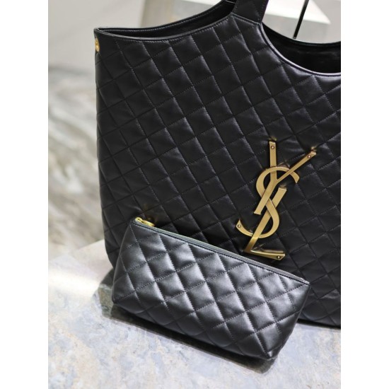 Borsa shopping YSL Saint Laurent Icare Maxi in di agnello trapuntata nera Borsa shopping YSL Saint Laurent Icare Maxi in di agnello trapuntata nera